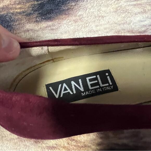 Vintage VanEli Deep Wine Red Block Pumps Heels Size 8.5 - Picture 6 of 9